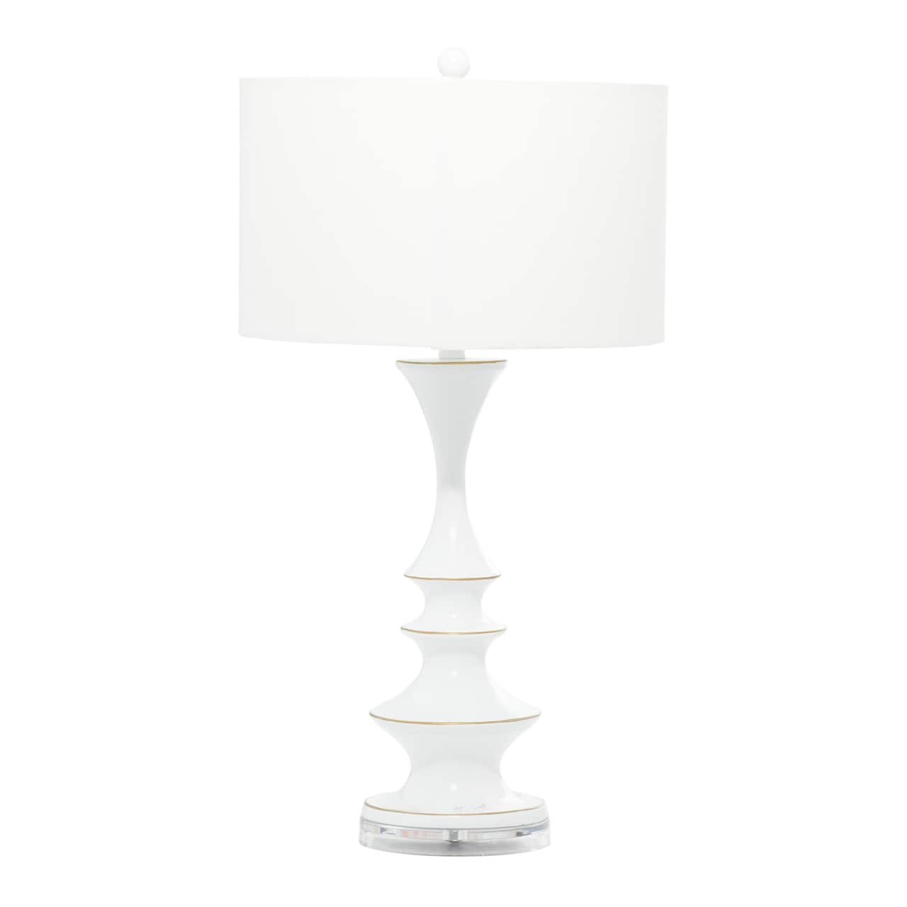30" White Polystone & Iron Traditional Table Lamp